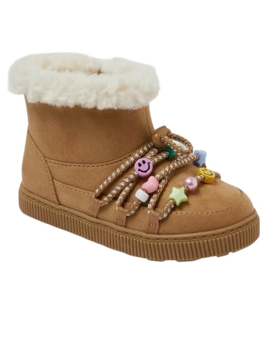 Cat & Jack Toddler Faux-Suede Winter Boots with Smiley Bead Accents Size 11
